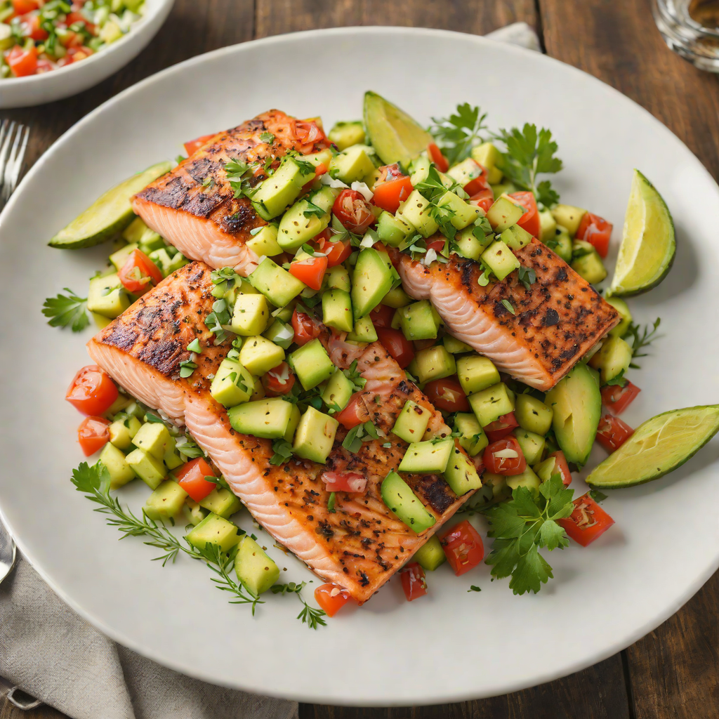 Herb-Roasted Salmon with Avocado-Tomato Salsa