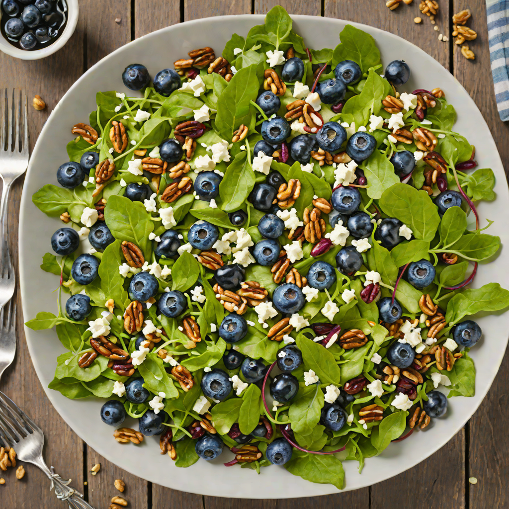 Blueberry, Feta, and Walnut Salad with Balsamic Glaze