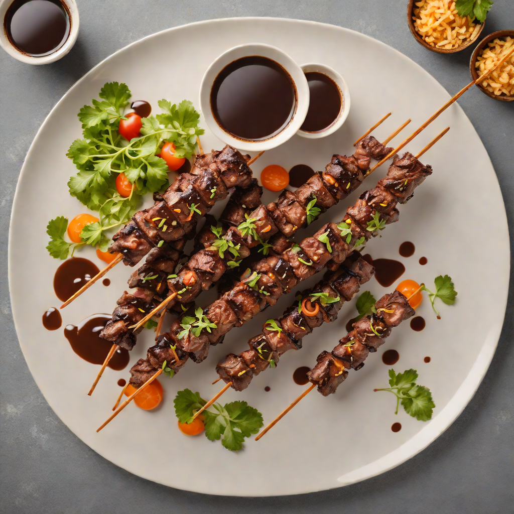 Coffee-Rubbed Beef Skewers with Bitter Chocolate Mole Sauce