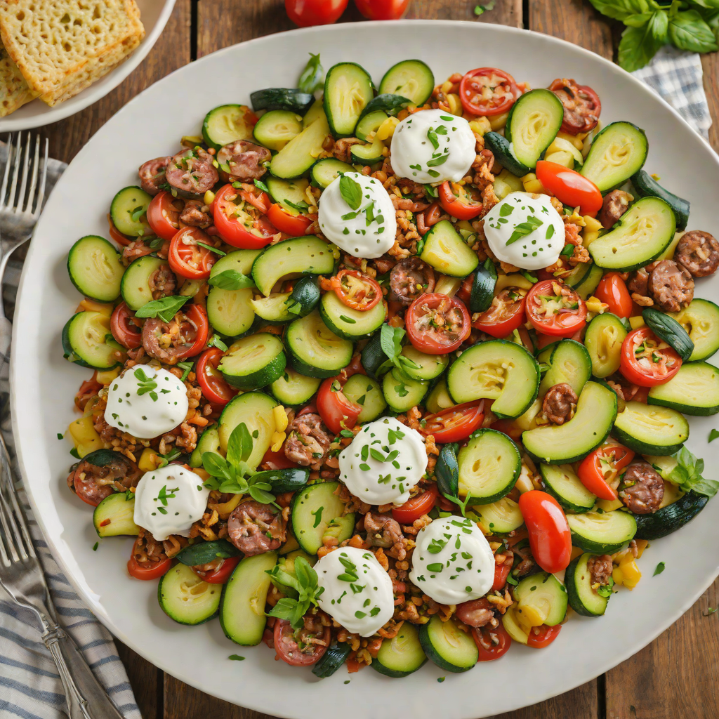 Sautéed Zucchini and Tomato Breakfast Skillet with Italian Sausage