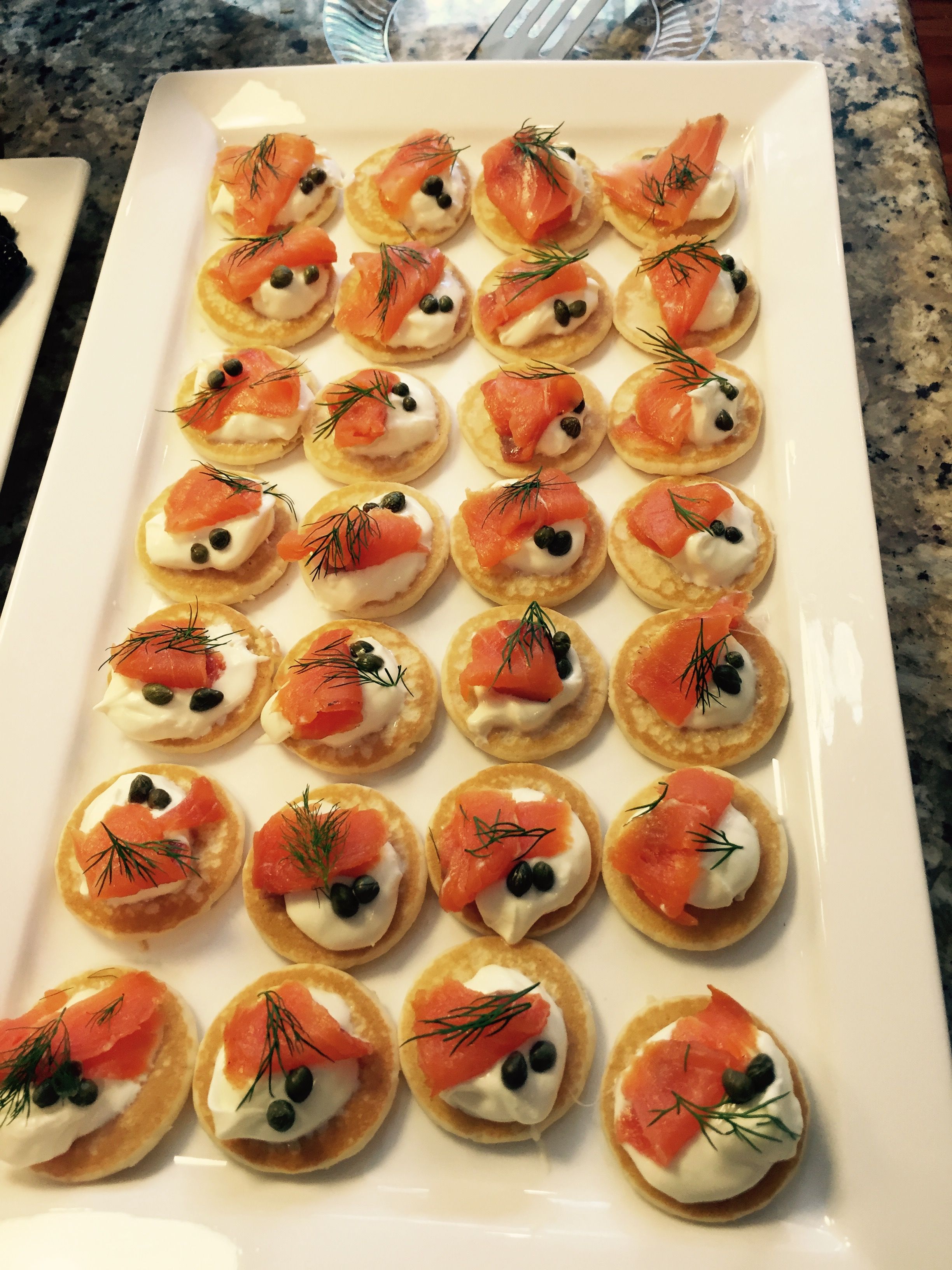 Game Day Smoked Salmon Blini with Dill Crème Fraîche