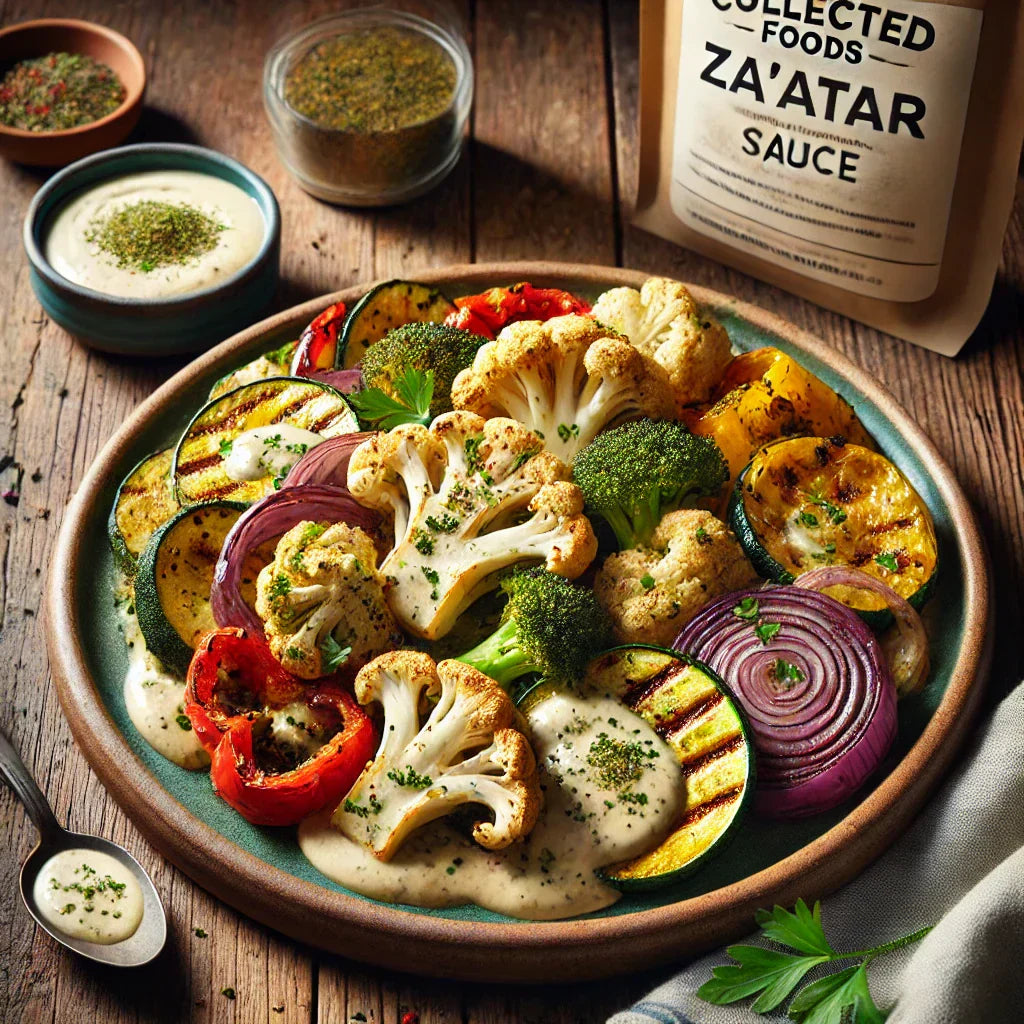 Za'atar-Spiced Roasted Vegetables with Tahini Drizzle