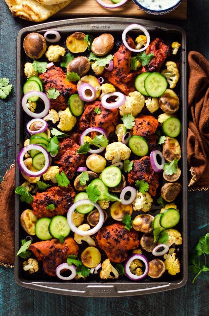 Tandoori-Spiced Sheet Pan Chicken with Roasted Vegetables