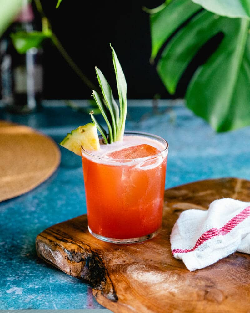 Dark Rum Jungle Bird Cocktail with Pineapple and Campari