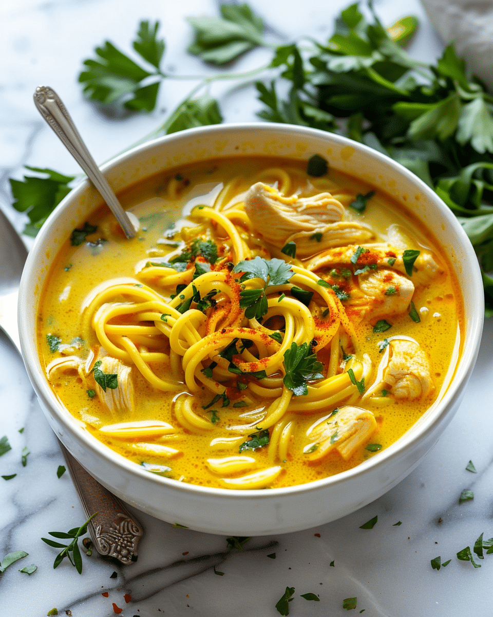 Chicken Zoodle Soup with Turmeric and Ginger