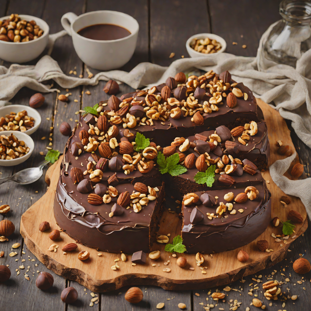 No-Bake Chocolate Biscuit Cake with Toasted Hazelnuts