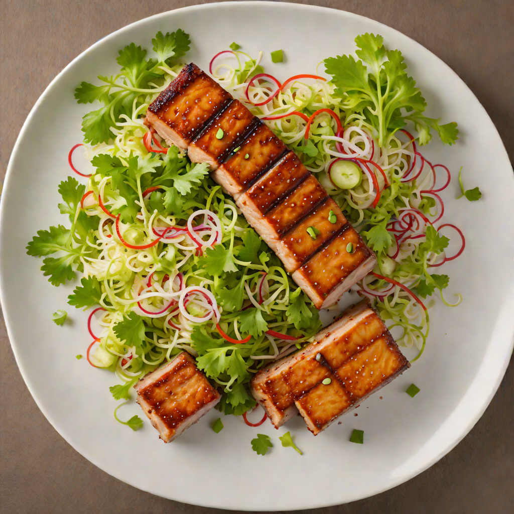 Pan-Seared Korean Spiced Pork Belly with Scallion Salad