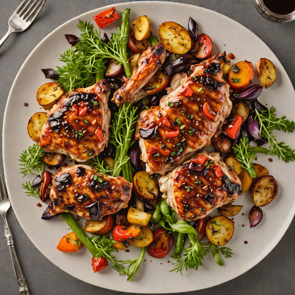 Half-and-Half Balsamic Glazed Chicken with Roasted Vegetables