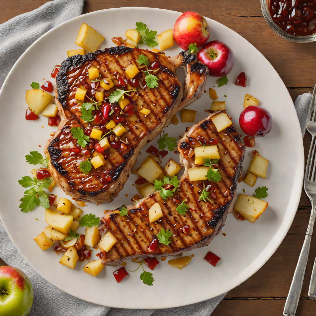 Grilled Bourbon-Glazed Pork Chops with Apple and Onion Relish