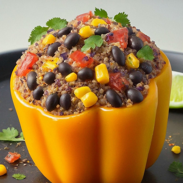 Quinoa-Stuffed Bell Peppers with Black Beans and Corn
