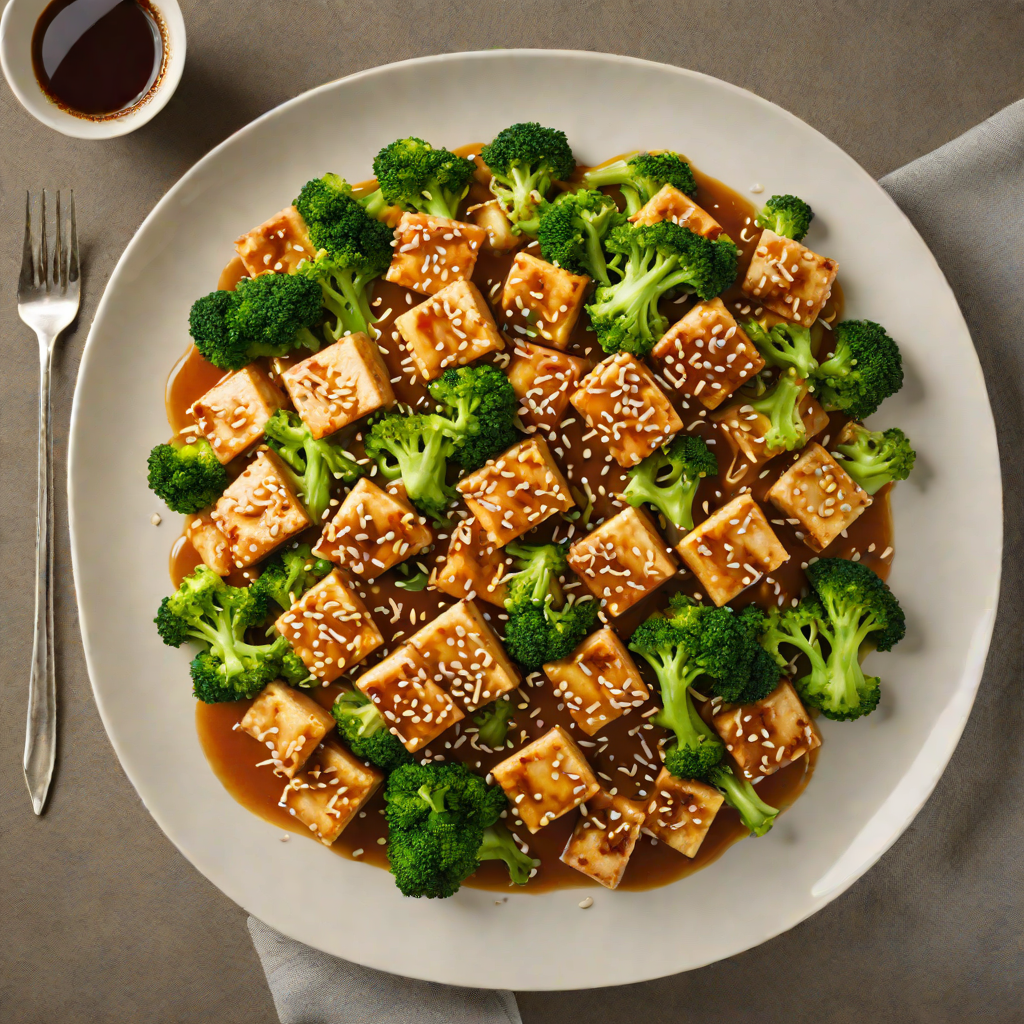 Stir-Fried Tofu with Garlic-Ginger Broccoli and Sesame Sauce