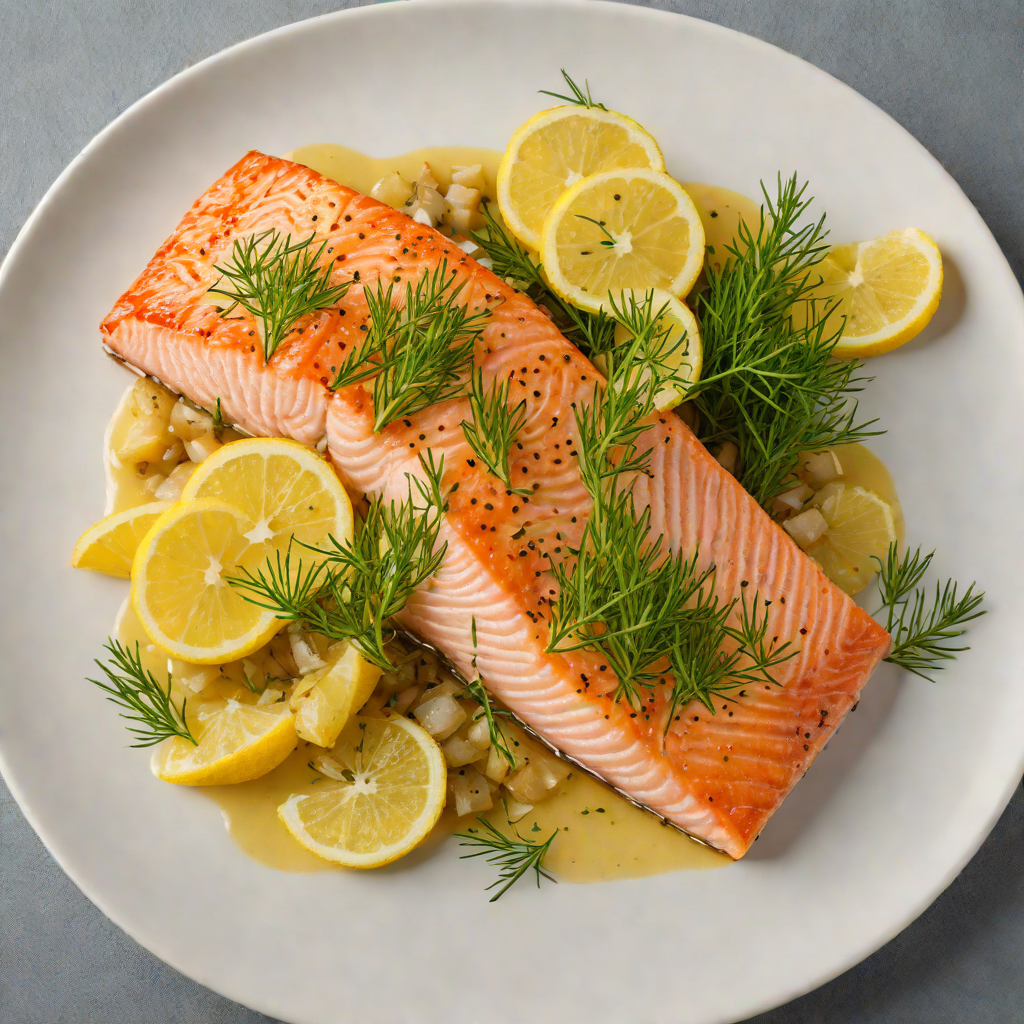Snow-Capped Lemon Glazed Salmon with Dill