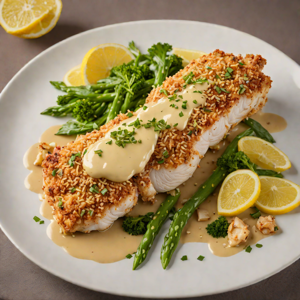 Macadamia-Crusted Chicken with Lemon Pepper Sauce