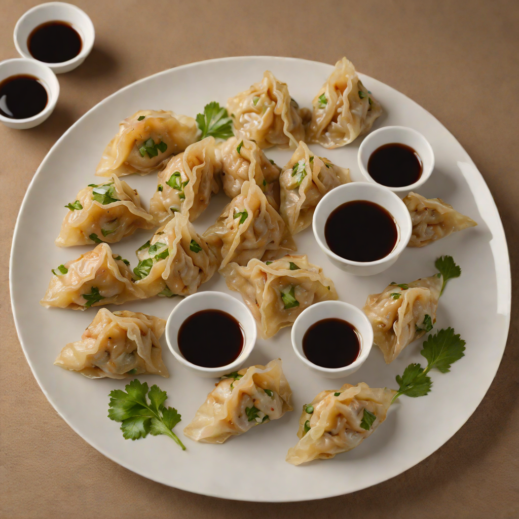 Pan-Fried Pork and Cabbage Dumplings with Garlic Soy Dipping Sauce