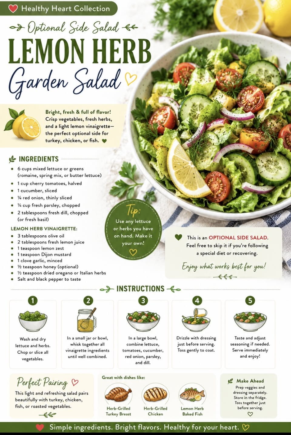 Italian-Style Outdoor Garden Herb Salad with Lemon Vinaigrette
