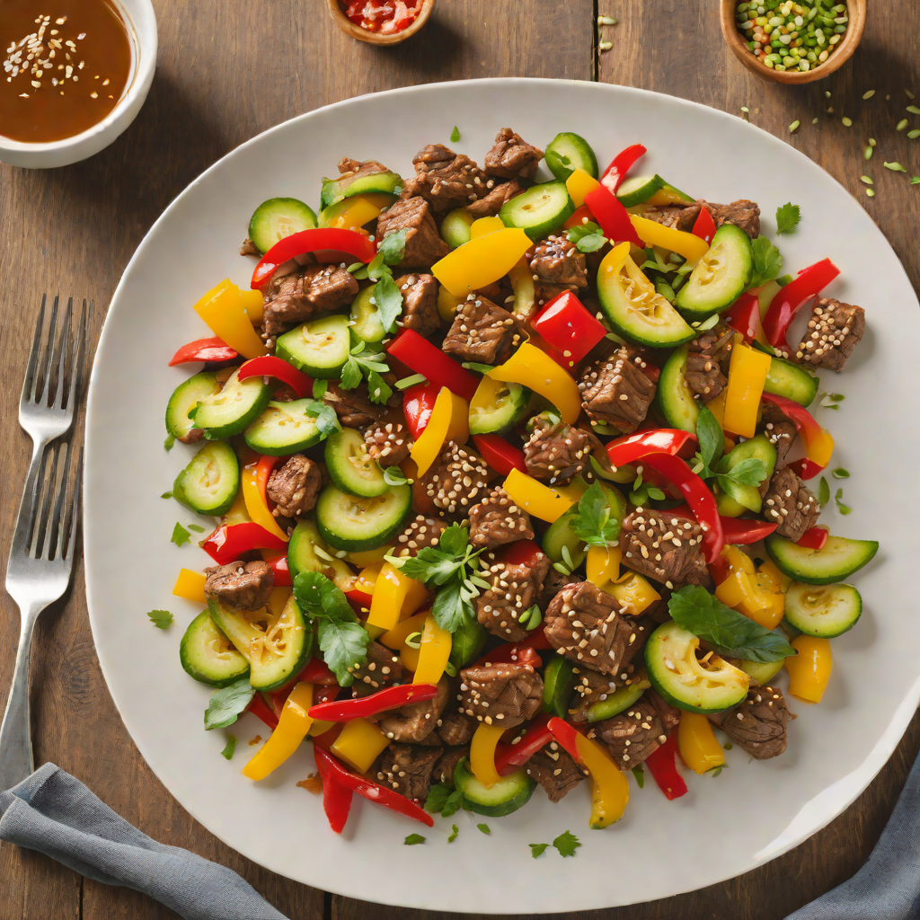 Stir-Fried Ginger Beef with Bell Peppers and Zucchini