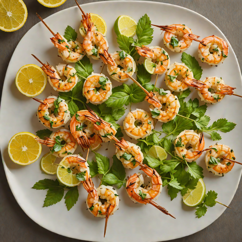 Citrus-Marinated Grilled Shrimp Skewers with Zesty Herb Sauce