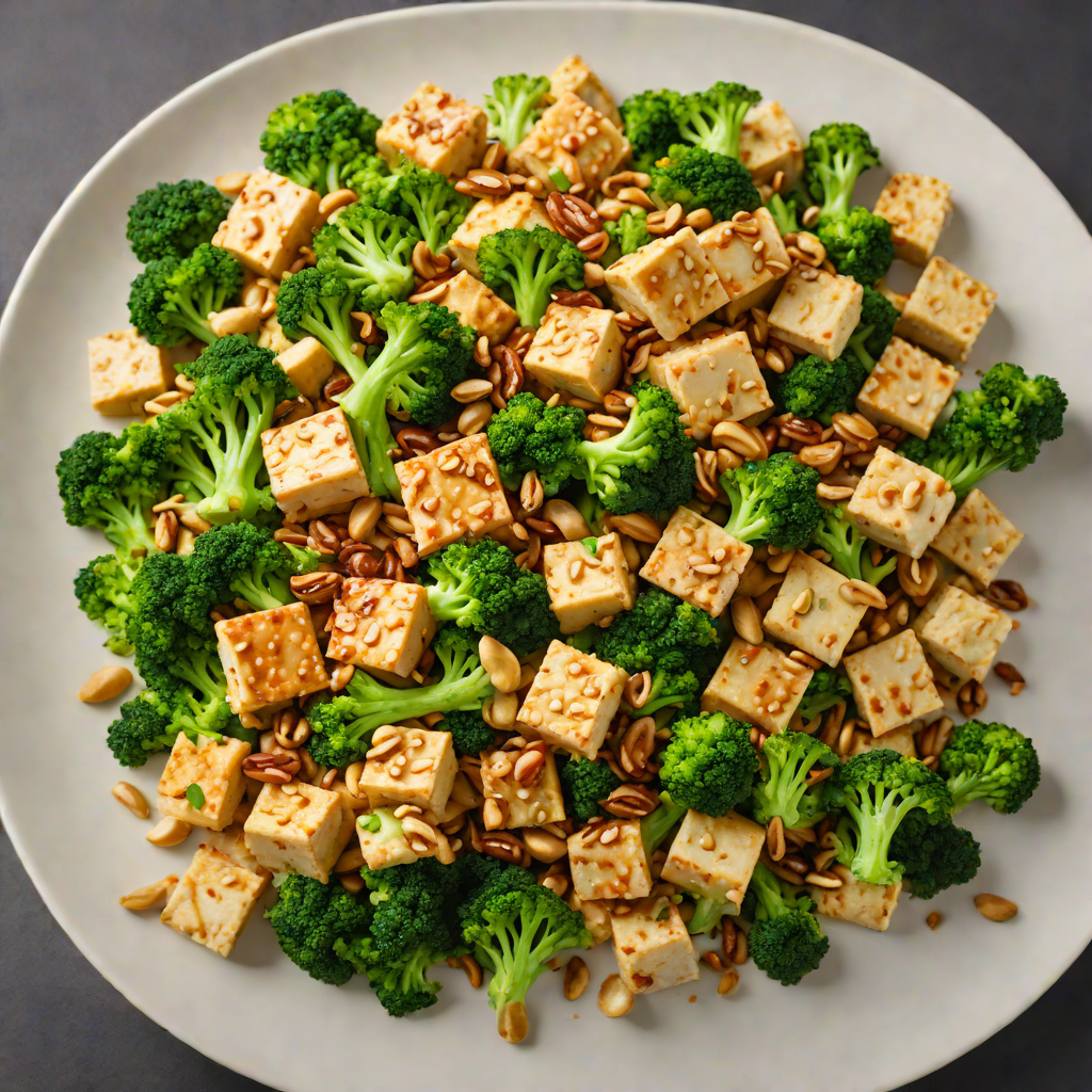 Stir-Fried Tofu with Spicy Garlic Broccoli and Cashews