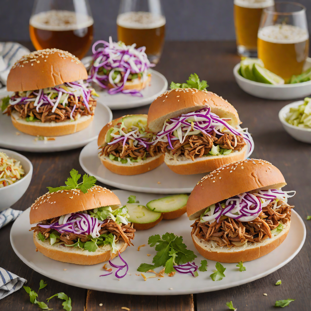Craft Beer-Braised Pulled Pork Sandwiches with Tangy Slaw