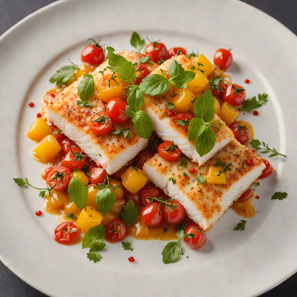 Sautéed Cod with Cherry Tomato and Red Pepper Ragout