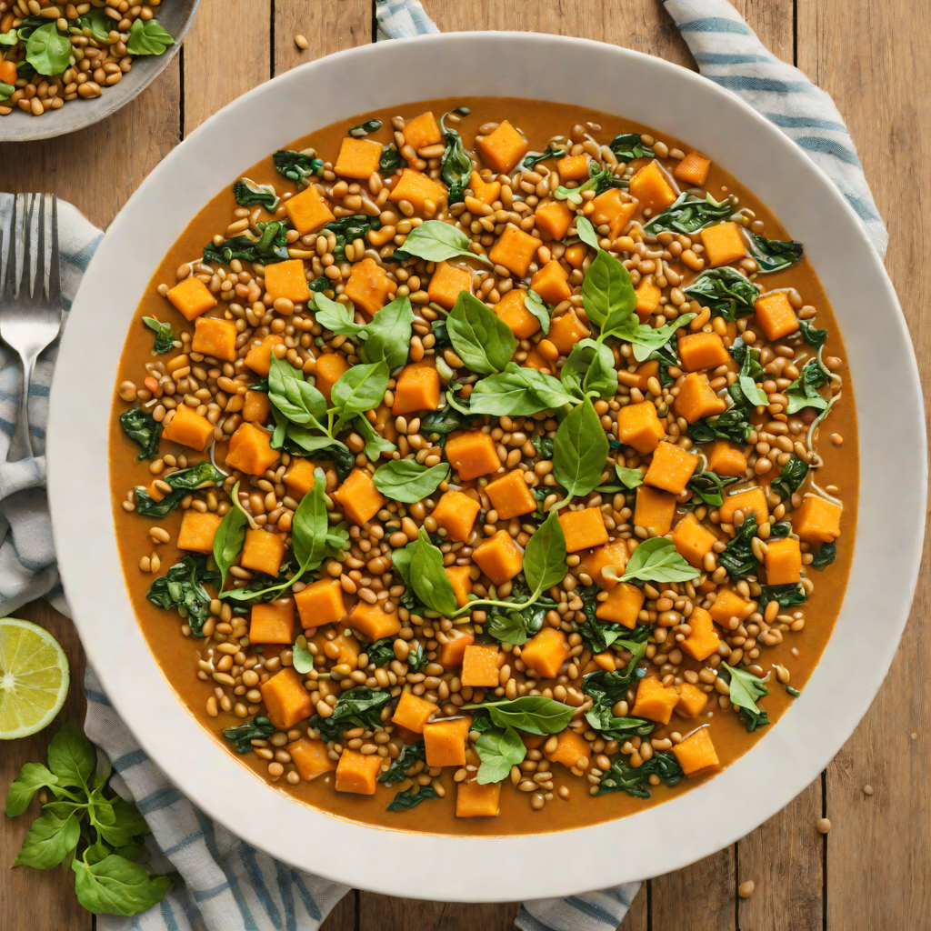 One-Pot Lentil and Sweet Potato Curry with Spinach