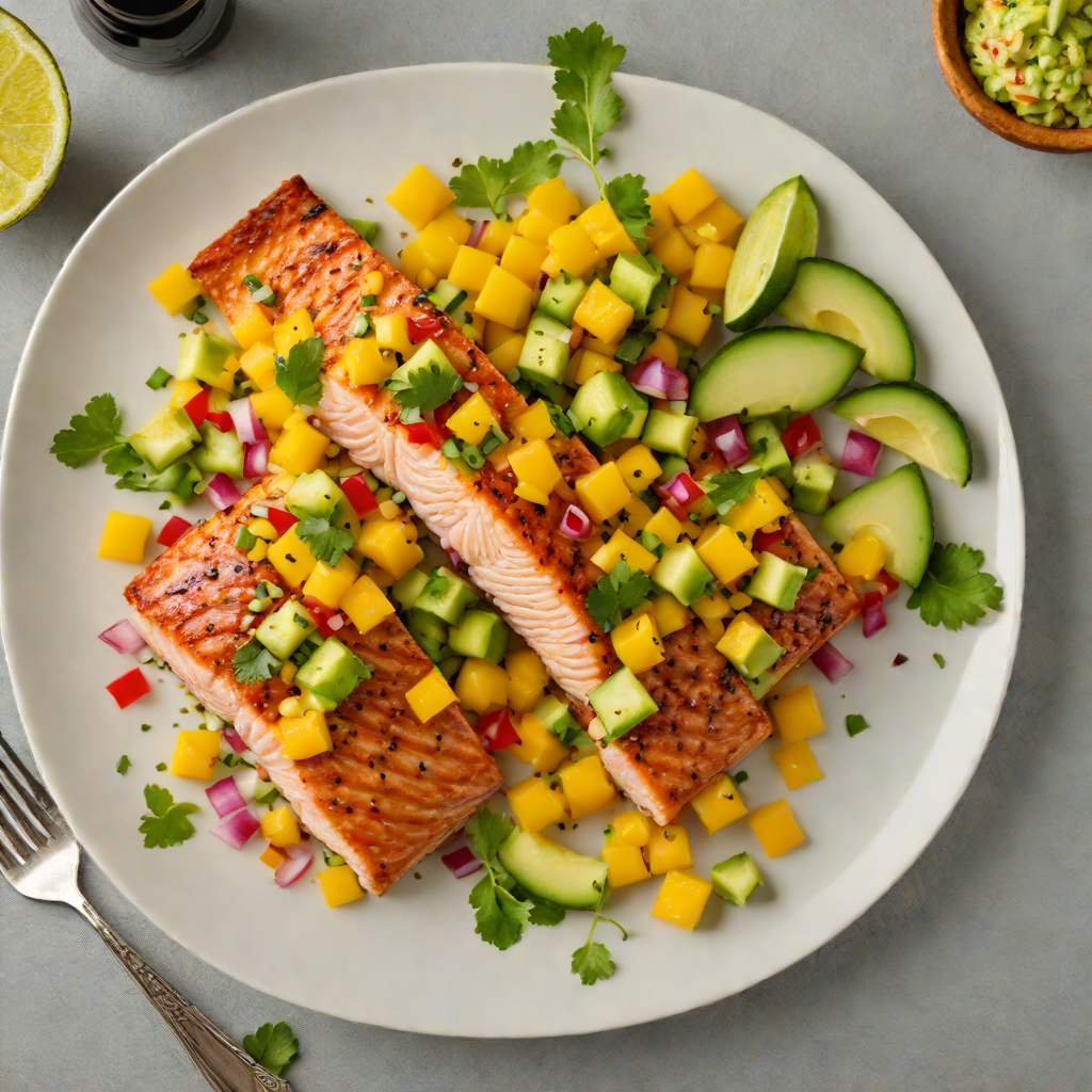 Citrus-Glazed Salmon with Avocado-Mango Salsa