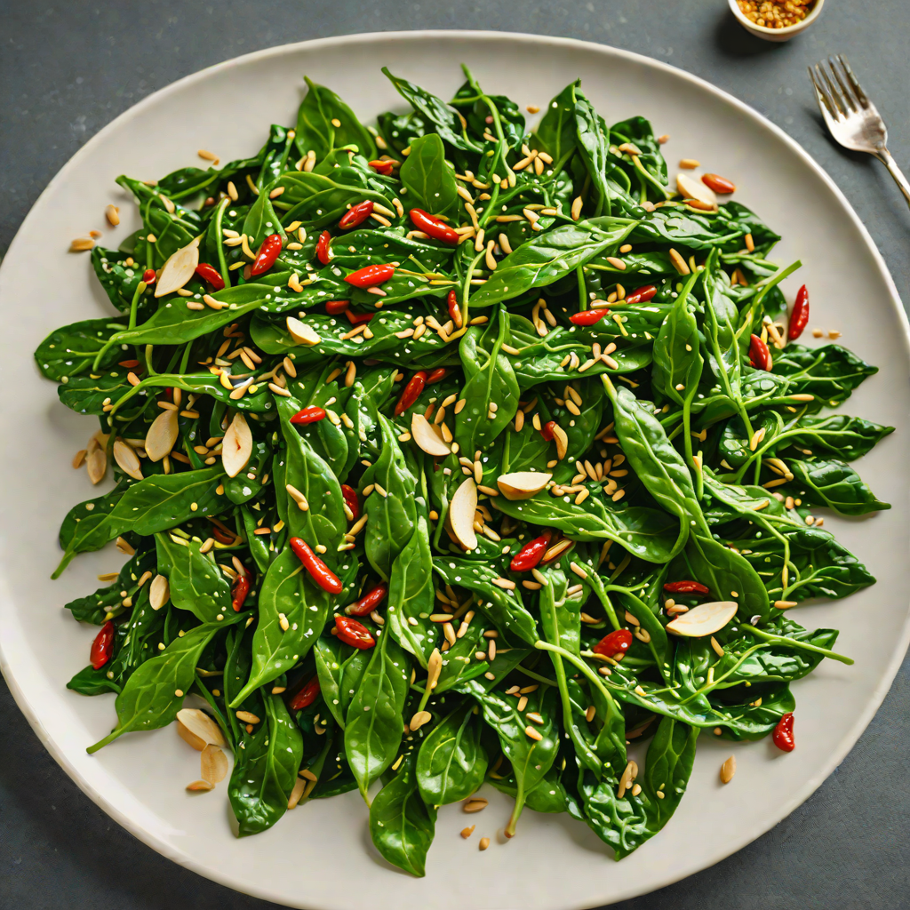 Sautéed Garlic Spinach with Toasted Sesame and Chili Flakes