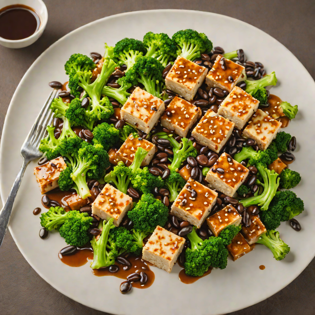 Sautéed Garlic Tofu with Broccoli and Black Bean Sauce