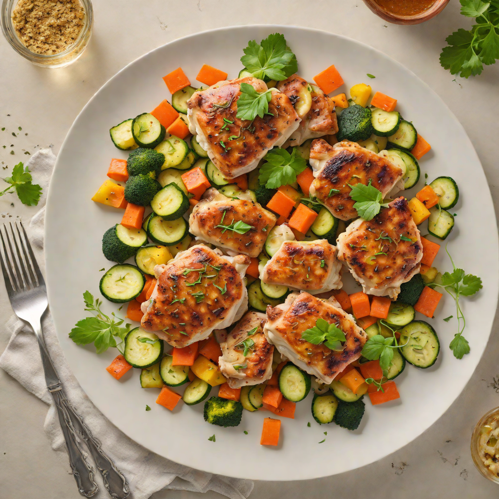One-Pan Roasted Chicken Thighs with Carrot and Zucchini Medley