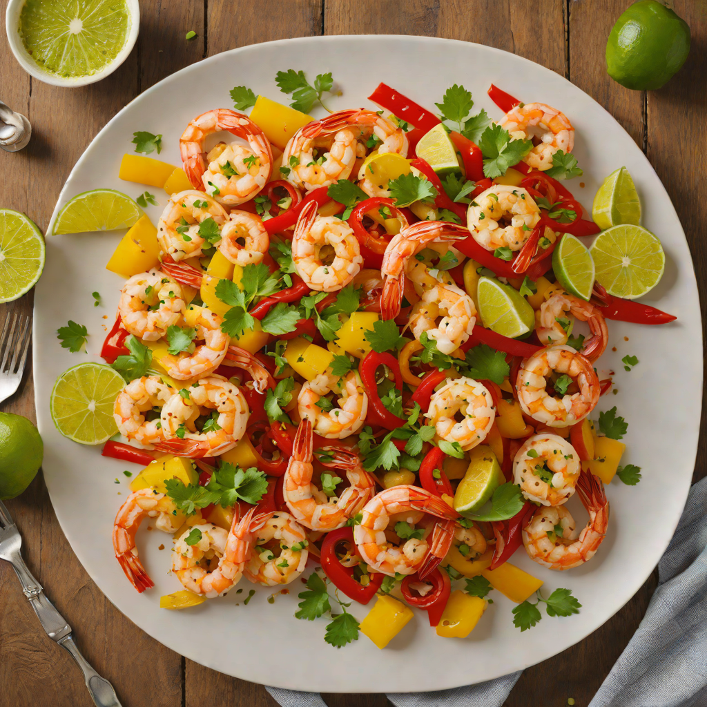 Sautéed Shrimp and Bell Pepper Stir with Garlic and Lime