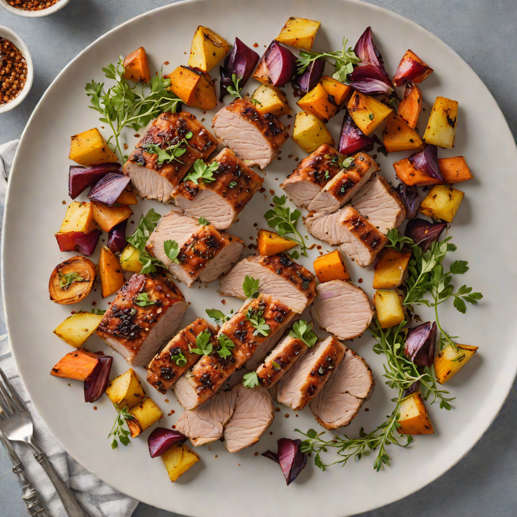 Sheet Pan Harissa-Spiced Pork Tenderloin with Roasted Root Vegetables