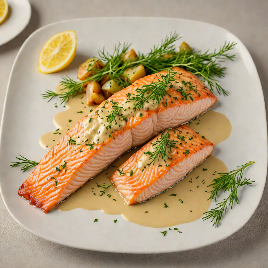 Pan-Roasted Salmon with Dijon and Dill Sauce