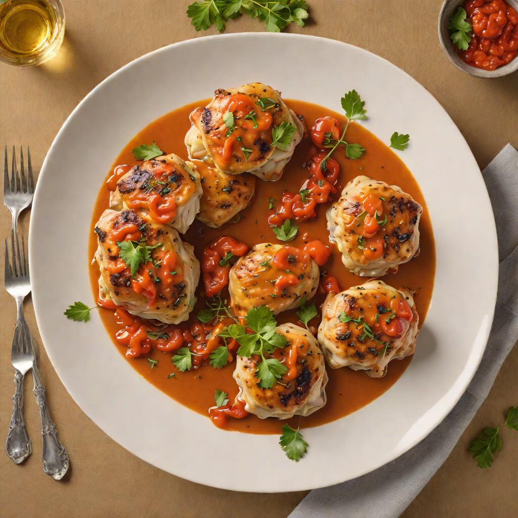 Pan-Roasted Chicken Thighs with Saffron and Roasted Red Pepper Sauce
