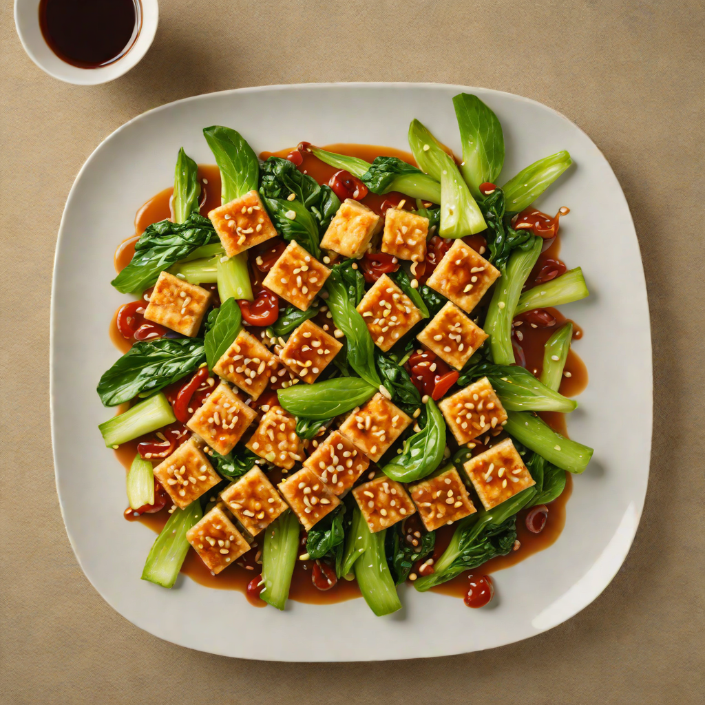 Stir-Fried Tofu with Garlic-Chili Sauce and Baby Bok Choy