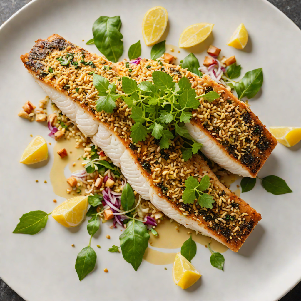Macadamia-Crusted Barramundi with Lemon Myrtle Vinaigrette