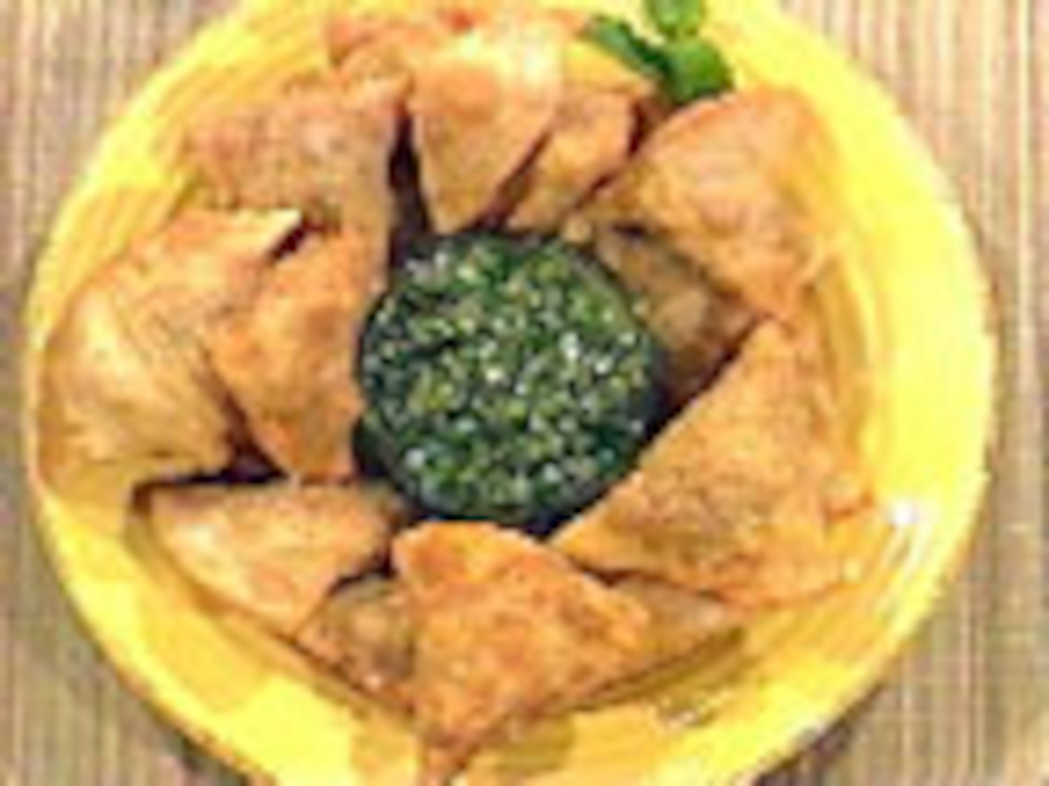 Indian Chicken Samosas with Mint Chutney