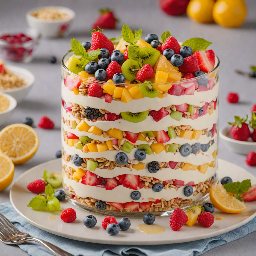 No-Bake Rainbow Fruit Parfait with Honey Yogurt Drizzle