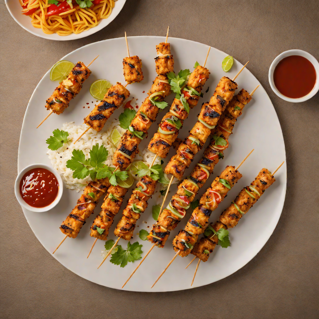 Grilled Ugali-Crusted Chicken Skewers with Pili Pili Sauce