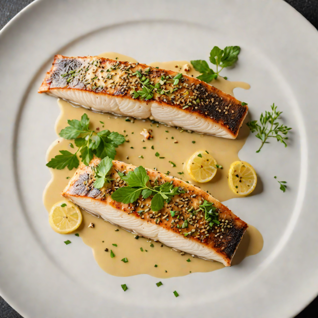 Pan-Seared Barramundi with Finger Lime and Wattleseed Beurre Blanc