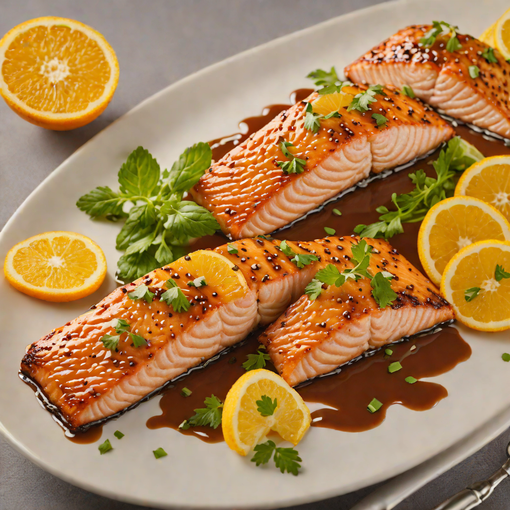 Half-Orange Soy Glazed Salmon Fillets