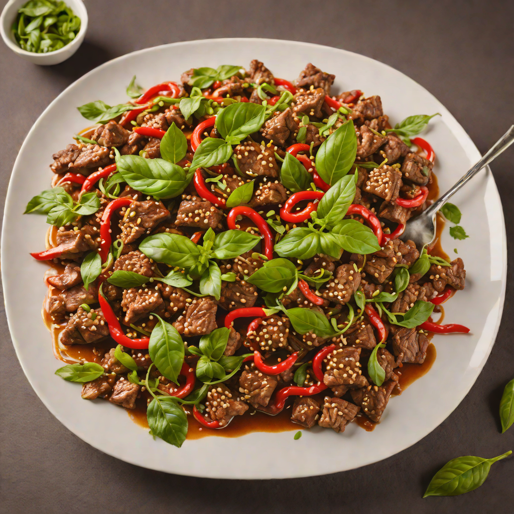 Spicy Stir-Fried Beef with Chilies and Basil