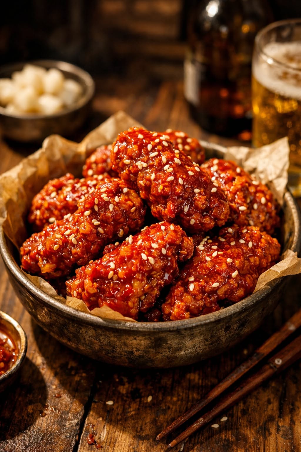 Crispy Korean-Style Spicy Chicken Wings with Gochujang Glaze