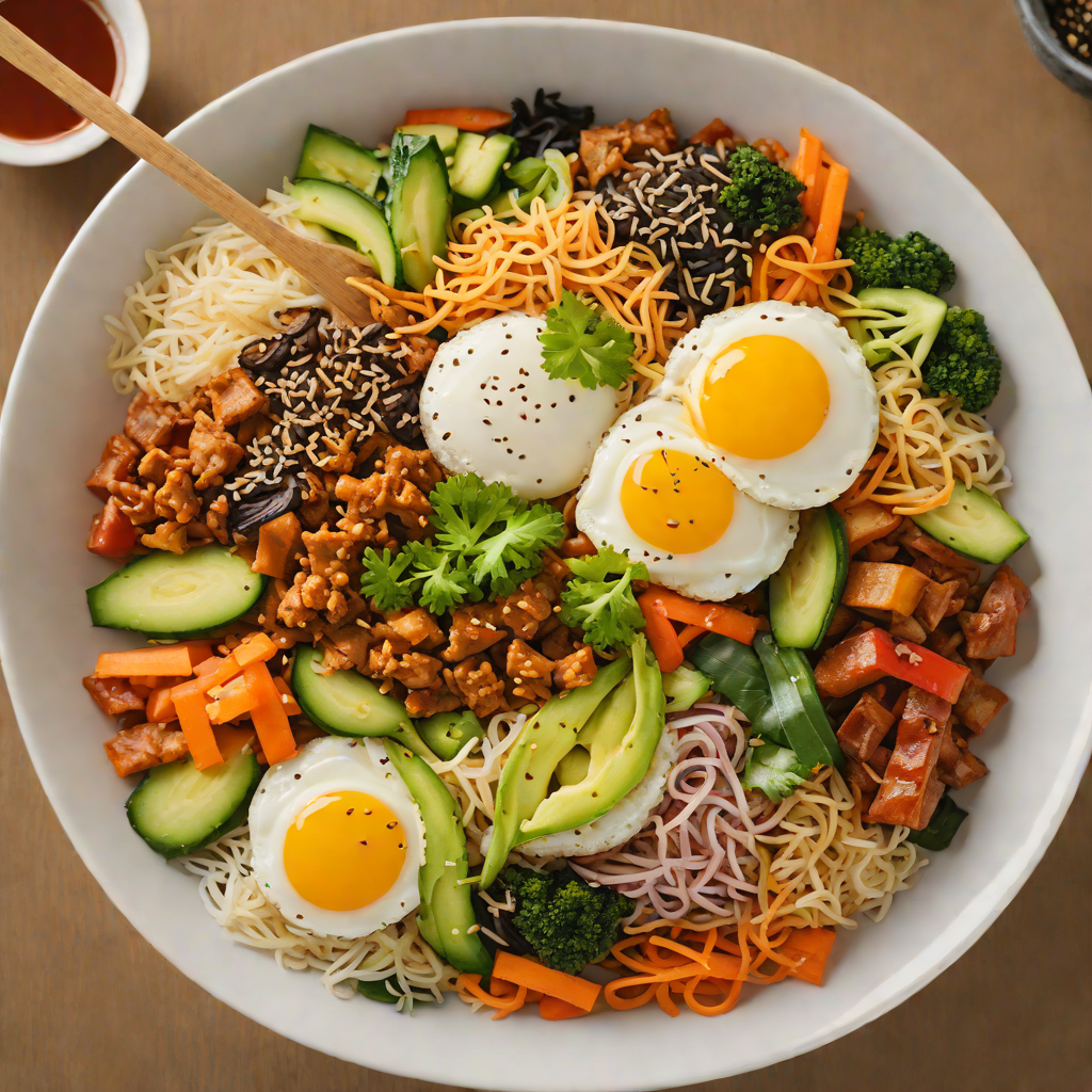 Spicy Korean-Style Four-Vegetable Bibimbap Bowl