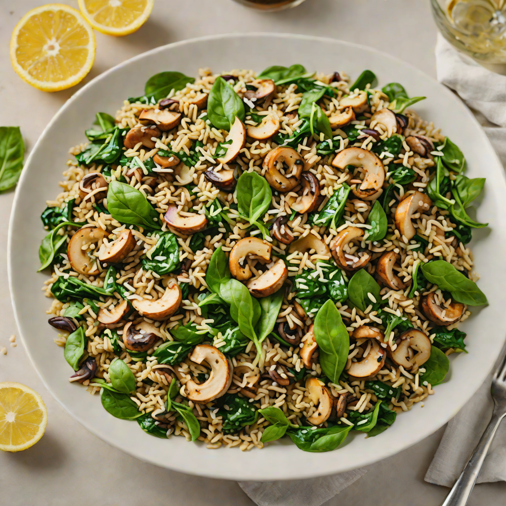 Sautéed Mushroom and Spinach Quinoa Bowl with Garlic and Lemon