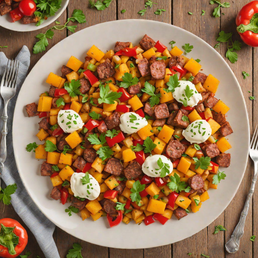 Oven-Baked Sweet Potato Hash with Bell Peppers and Sausage