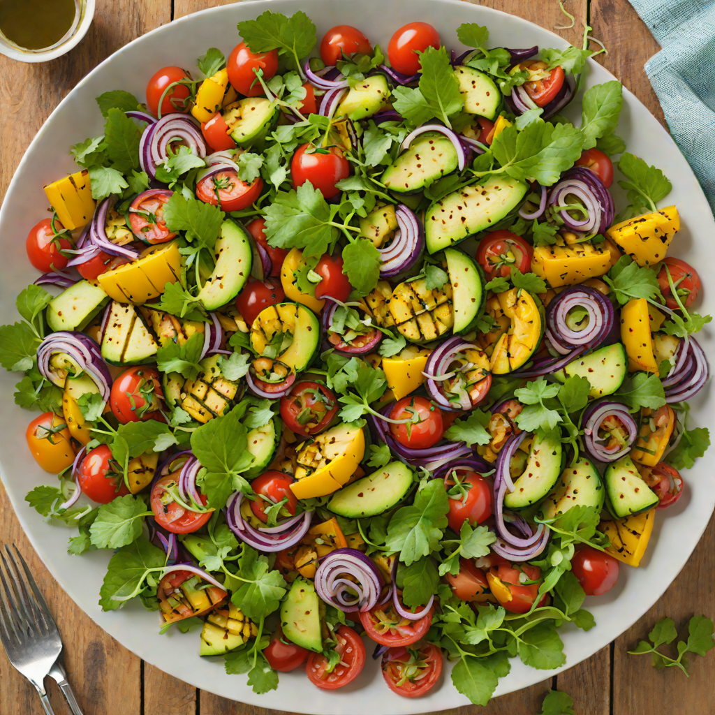 Grilled Vegetable and Tomatillo Salad with Cilantro-Lime Dressing