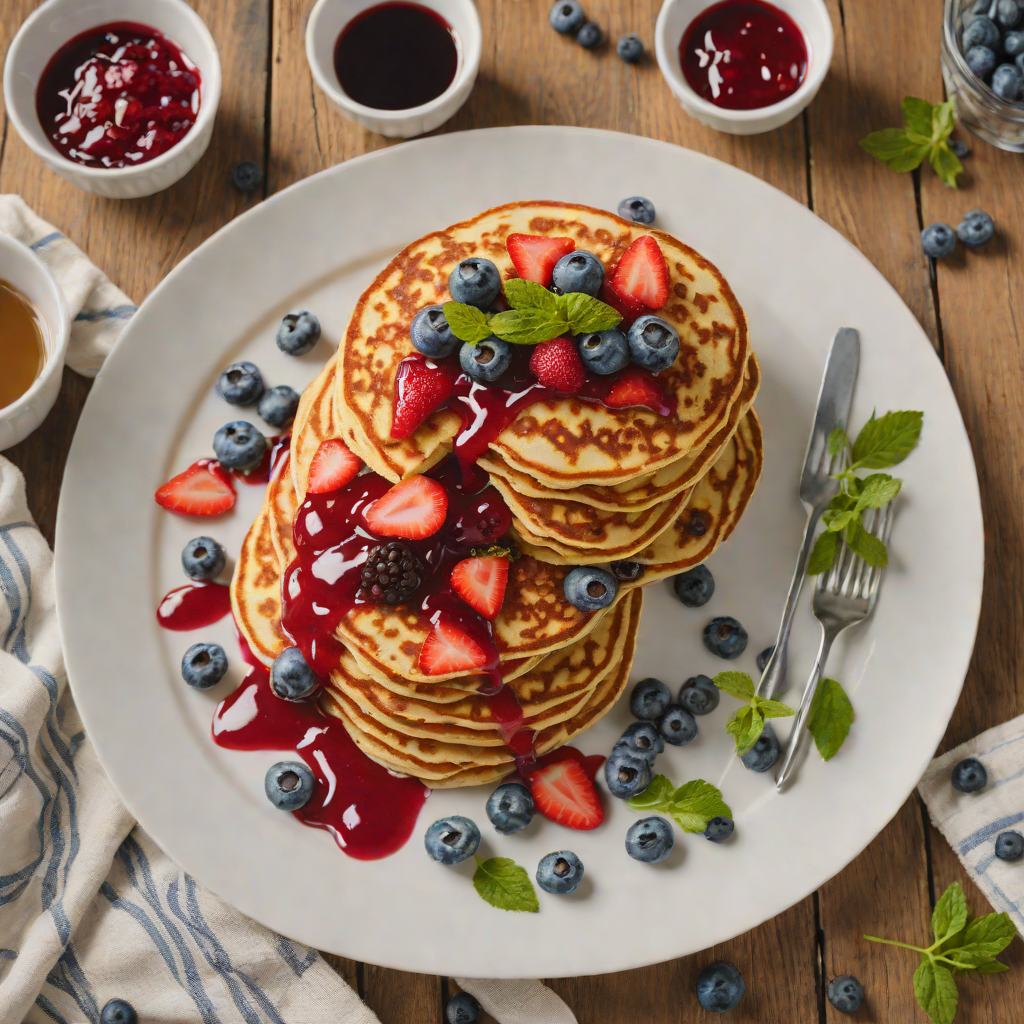 Baked Blueberry-Infused Ricotta Pancakes with Strawberry Compote