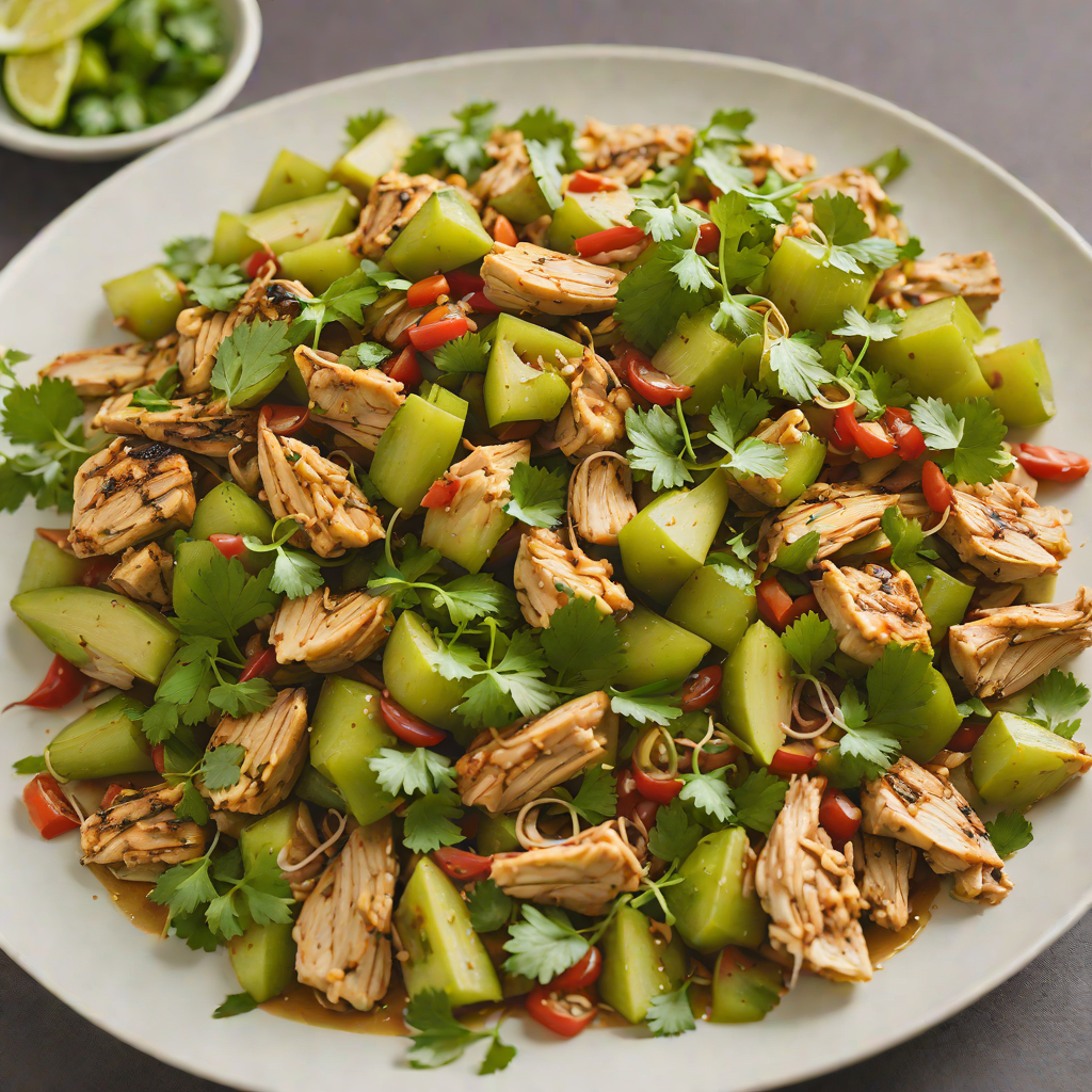 Sautéed Tomatillo and Chicken Stir Fry with Garlic and Cilantro