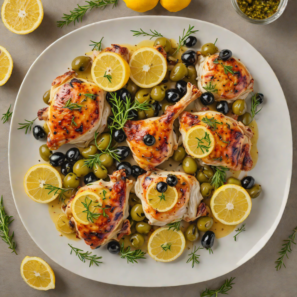 Lemon-Garlic Roasted Chicken Thighs with Thyme and Olives
