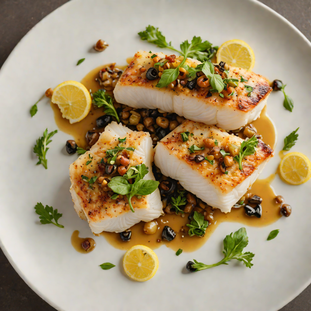 Pan-Seared Mediterranean Cod with Preserved Lemon and Olive Tapenade